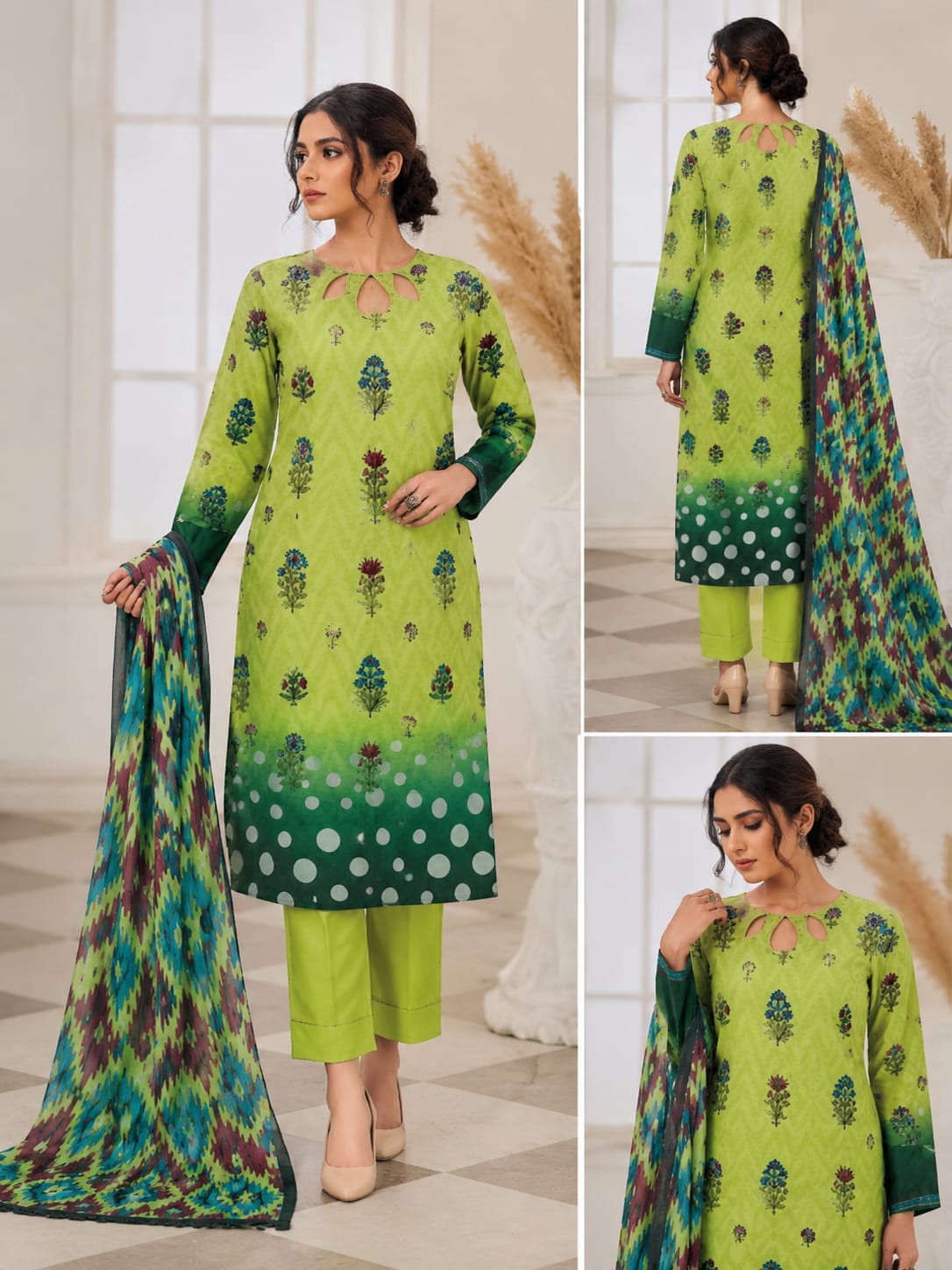 Pakistani Unstitch Women printed Shirt Style -1004 - Image 4