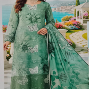 Pakistani Women’s Lawn collection (Unstitch ).  Style-1001